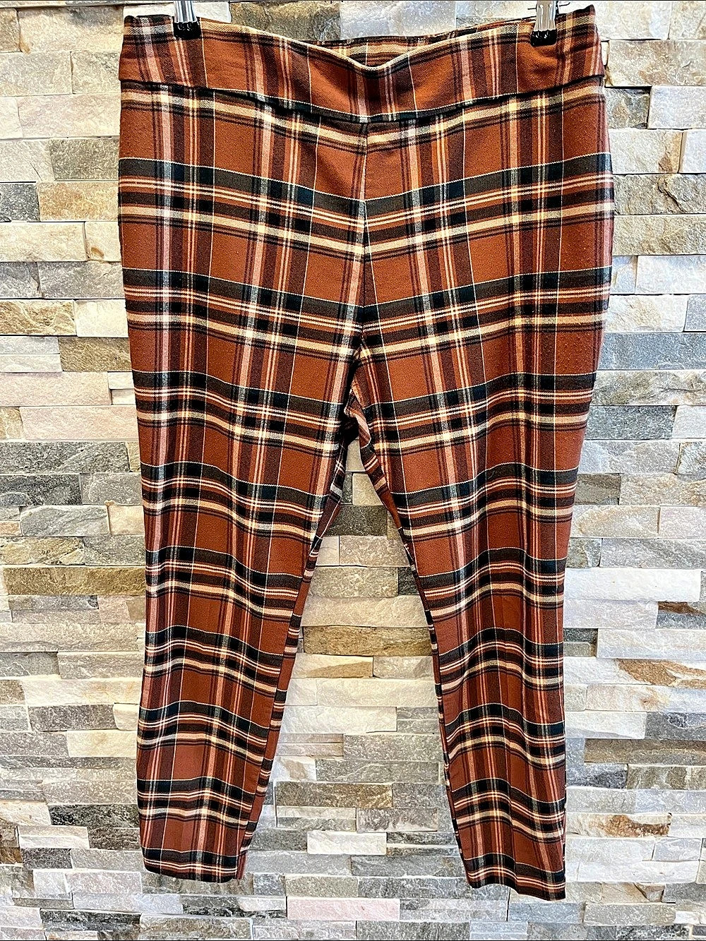 NY&C Plaid Leggings in Brown & Black XL